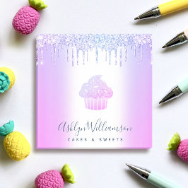 Chic Cupkaka Bakery Chef Lila Blue Glitter Drives Post-it Block