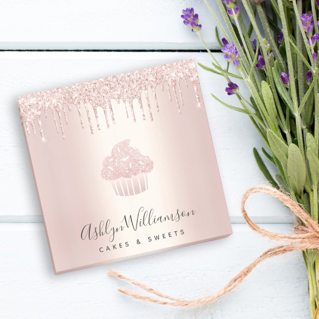 Chic Cupkaka Bakery Chef Ro Guld Glitter Drivrutin Post-it Block (Skapare uppladdad)