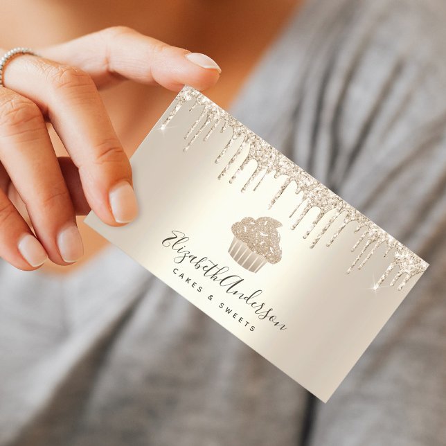Chic Cuptårta Bakery Pastry Chef Guld Glitter Driv Visitkort (Skapare uppladdad)