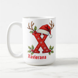 Chic custom Monogram initial X merry Christmas Kaffemugg