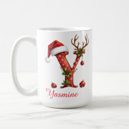Chic custom Monogram initial Y merry Christmas Kaffemugg