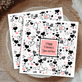Chic Custom Valentine’s Day Heart Sketch Tableware Pappersservett