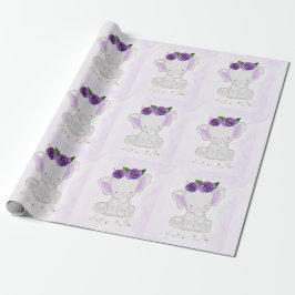 Chic Cute Elephant Lila Guld Flowers Presentpapper