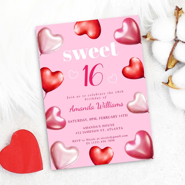 Chic Cute Girly Rosa Sweet 16 Födelsedagsfest Inbjudningar (Chic Cute Girly Pink Sweet 16 Birthday Party Invitation)