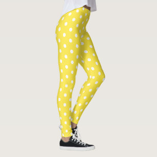 Chic Cute Gult White Polka dots Mönster Mode Leggings