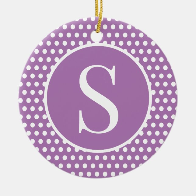 Chic Cute initial brev Polka Dot Julgransprydnad Keramik (Framsidan)