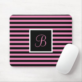 Chic Cute Initial Brev Rosa och svart stripe Musmatta