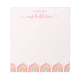 Chic Cute rosa boho-regnbåge med blommigt Anteckningsblock