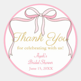 Chic Cute Rosa Bow-partiförmån Runt Klistermärke