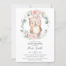 Chic Cute Uggla Rosa Blommigt Greenery Baby Shower