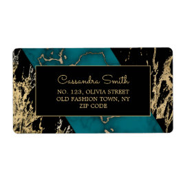 Chic Cyan Marble Gold Foil Paint Struktur Birthday Fraktsedel