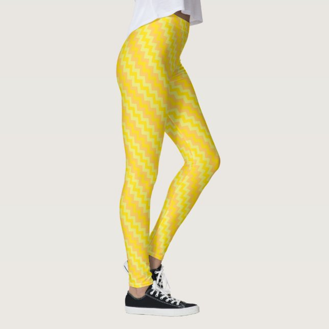 Chic Daffodil Gult och Orange Chevrons Mönster Leggings (Höger)