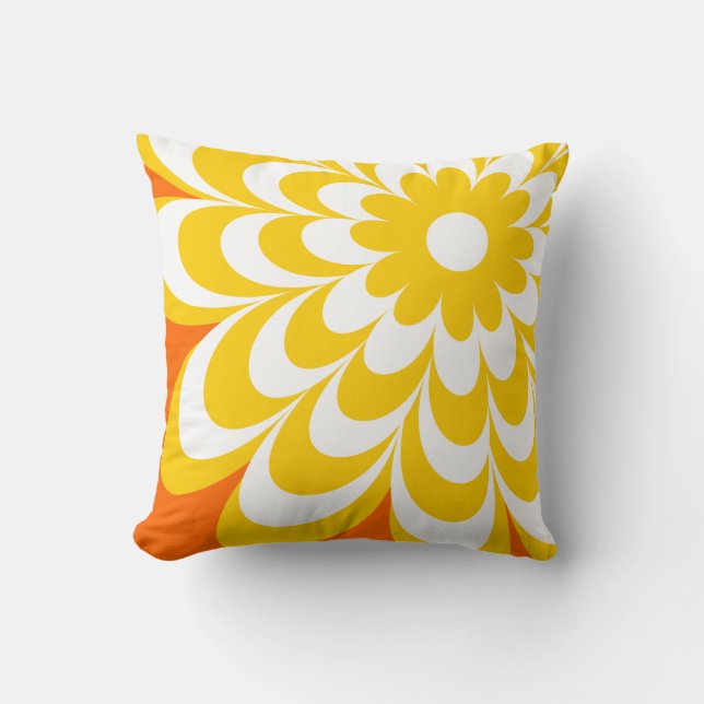 Chic daisypersonligdekorativ kudde - orange (Framsida)