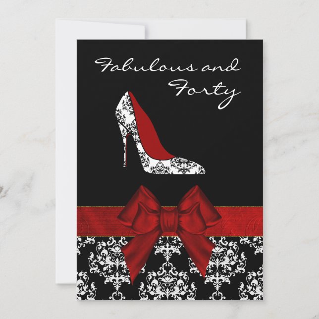 Chic Dam Damask Stiletto Anpassningsbar Inbjudan (Framsida)