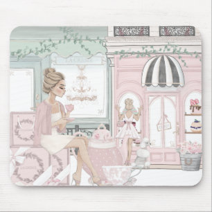 Chic Dam Fransk Bakery Tea Shop Watercolor Musmatta