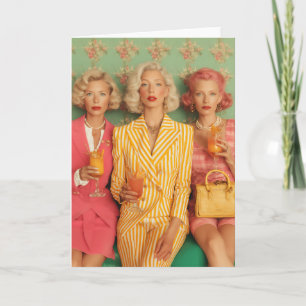 Chic Dam Retro Cocktail-ögonblick Kort