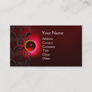 CHIC DAMASK GEM MONOGRAM Red burgundy Visitkort