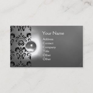 CHIC DAMASK GEM MONOGRAM vit Visitkort