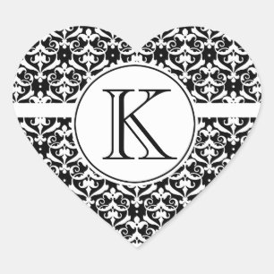 Chic Damask Hjärtformat Klistermärke