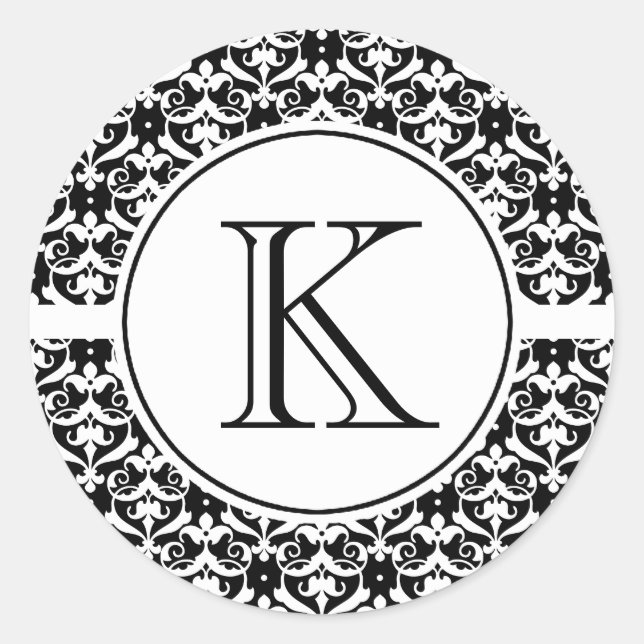 Chic Damask Runt Klistermärke (Framsida)