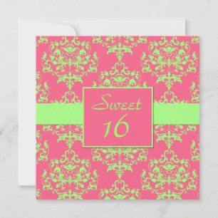 Chic Damask Sweet 16 födelsedagsinbjudan Inbjudningar
