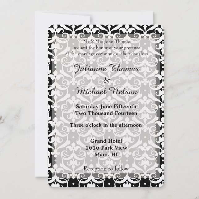 Chic Damask Wedding Inbjudningar (Framsida)