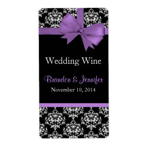 Chic Damask Wedding Mini Vin-etiketter Fraktsedel