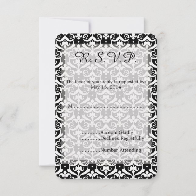 Chic Damask Wedding OSA Kort (Framsida)