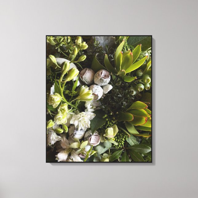 Chic Dark Green Botanical Leaves Canvastryck (Framsida)