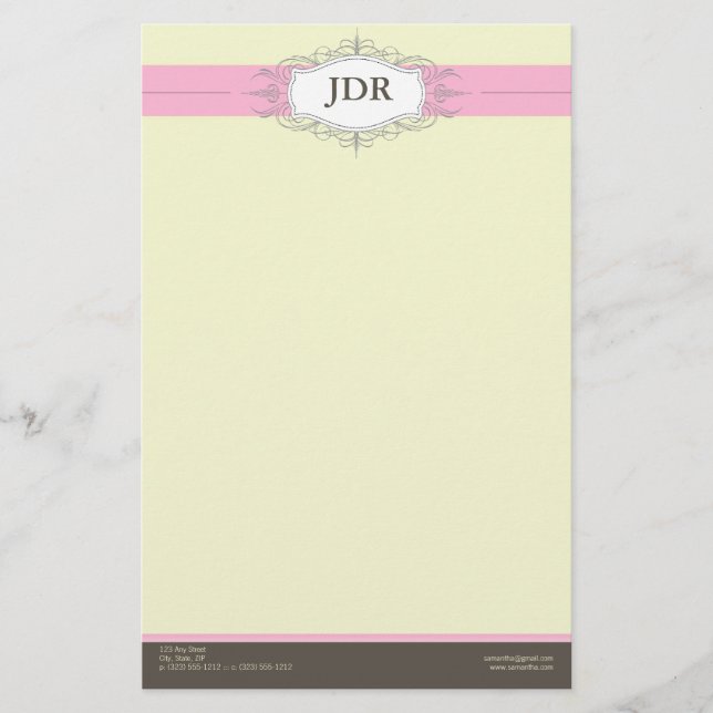 Chic deco Baby Rosa Customized Stationery Brevpapper (Framsida)