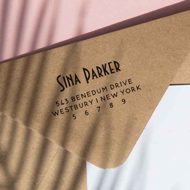 Chic Deco Namn & Returadress Självfärgande Stämpel (Rubber Stamp Mock-up)