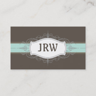 Chic Deco Ram Monogram Baby blue Affärskort Visitkort