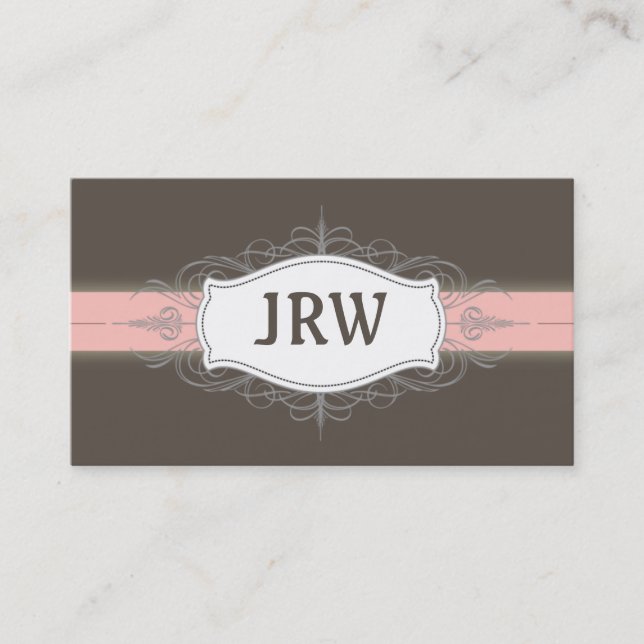 Chic Deco Ram Monogram Baby Rosa Affärskort Visitkort (Framsida)