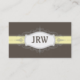 Chic Deco Ram Monogram Gult Affärskort Visitkort