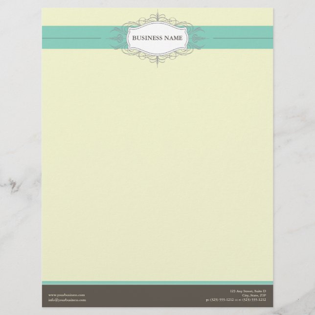 Chic Deco Teal Customized Letterhead Brevhuvud (Framsida)
