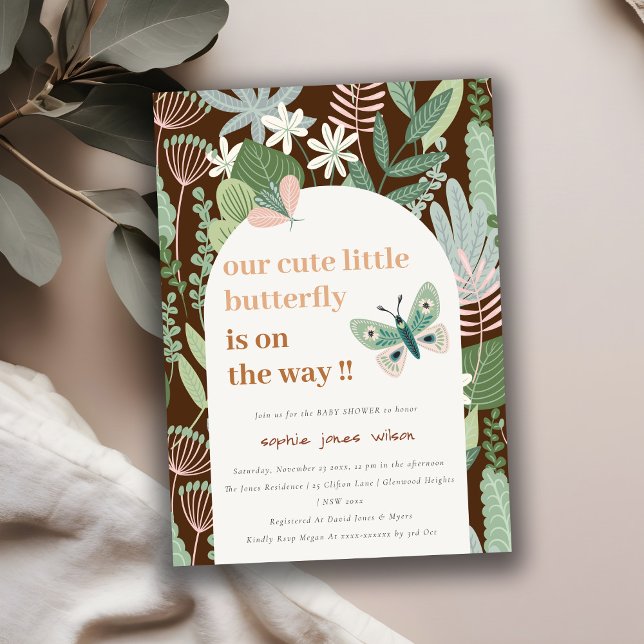 Chic Desert Arch Butterfly Garden Baby Shower Inbjudningar (Skapare uppladdad)
