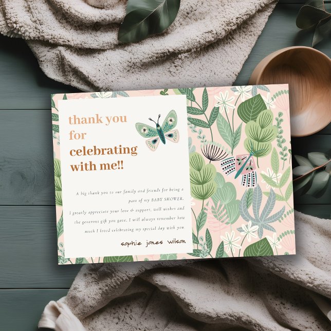 Chic Desert  Butterfly Garden Baby Shower Tack Kort (Skapare uppladdad)
