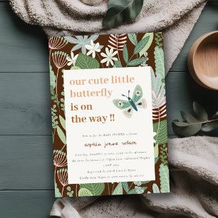 Chic Desert Retro Butterfly Garden Baby Shower Inbjudningar