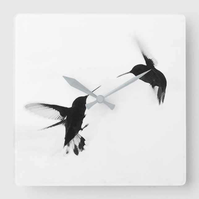Chic Design Hummingbird Clock Fyrkantig Klocka (Framsida)