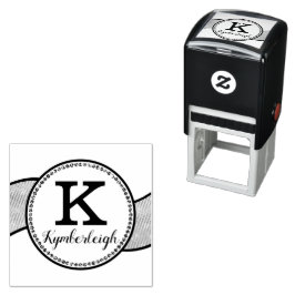 Chic Diamonds Vågigt Ribbon Girly Glam Monogram Na Självfärgande Stämpel