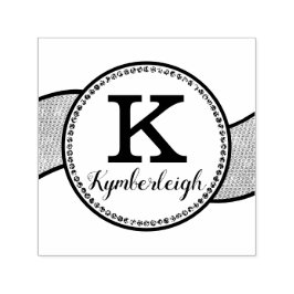 Chic Diamonds Vågigt Ribbon Girly Glam Monogram Na Självfärgande Stämpel