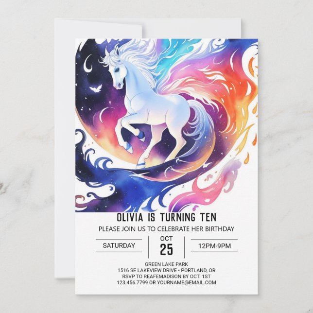 Chic Digital Horse Birthday Inbjudningar (Framsida)
