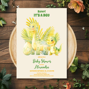Chic Dinosaur Boy Shower Greenery Inbjudningar