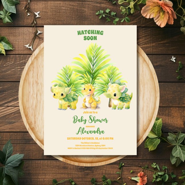 Chic Dinosaur Boy Shower Greenery Inbjudningar (Skapare uppladdad)