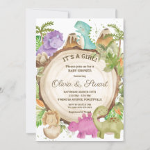 Chic Dinosaurs Baby Shower Greenery Chevron