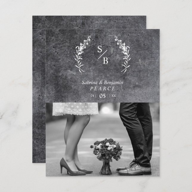 Chic Dirty Alternative Photo Chalkboard Wedding Tack Kort (Fram/baksida)