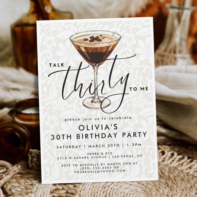 Chic Dirty Espresso Martini “Prata Trettio till Mi Inbjudningar (Skapare uppladdad)