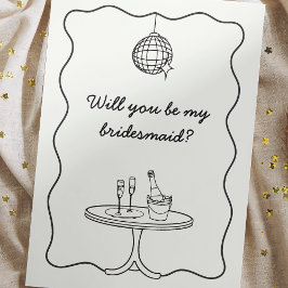 Chic Disco-handskrivet Bridesmaid-Frieri kort