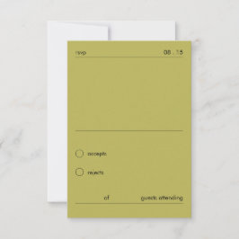 Chic Djärv Minimalistisk Grön Bröllops-RSVP OSA Kort