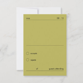Chic Djärv Minimalistisk Grön Bröllops-RSVP OSA Kort